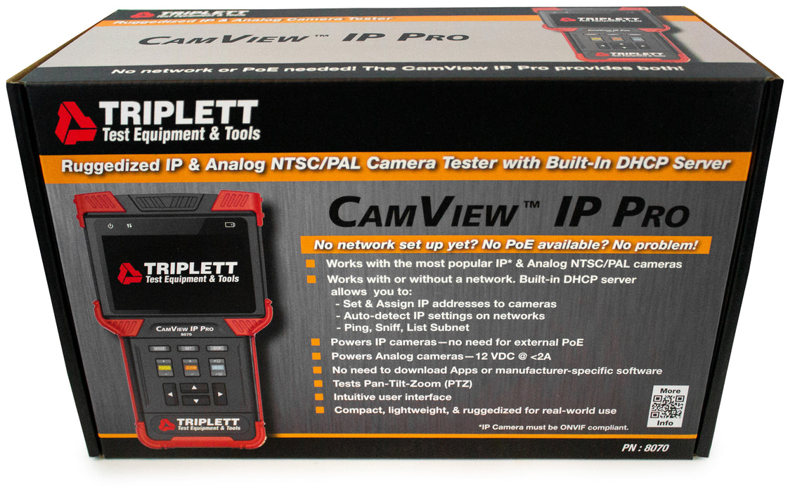 Triplett CamView IP Pro IP-Analog Security Camera Tester 8070 package