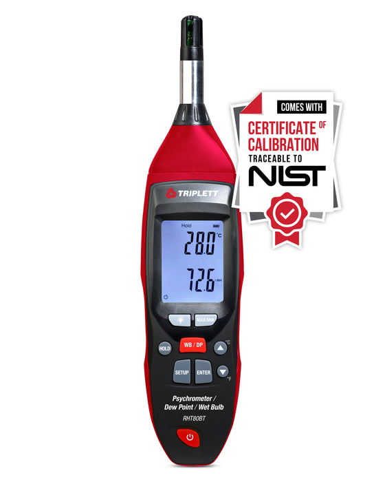 Psychrometer with Dew Point/Wet Bulb w/Bluetooth connectivity - (RHT80BT)