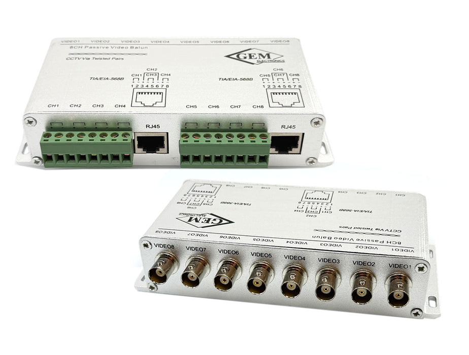 CCTV 8 Channel Passive Transceiver Box, BNC Female to RJ45 or Screw Terminal - (TRB-8BNCSTRJ45)