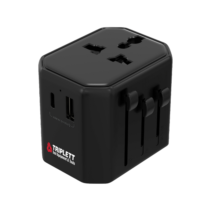 World Travel Adapter with Dual USB :  Rapid Charge and Smart USB Technology Use in American, Asian, European Wall Plugs - (UA100A)