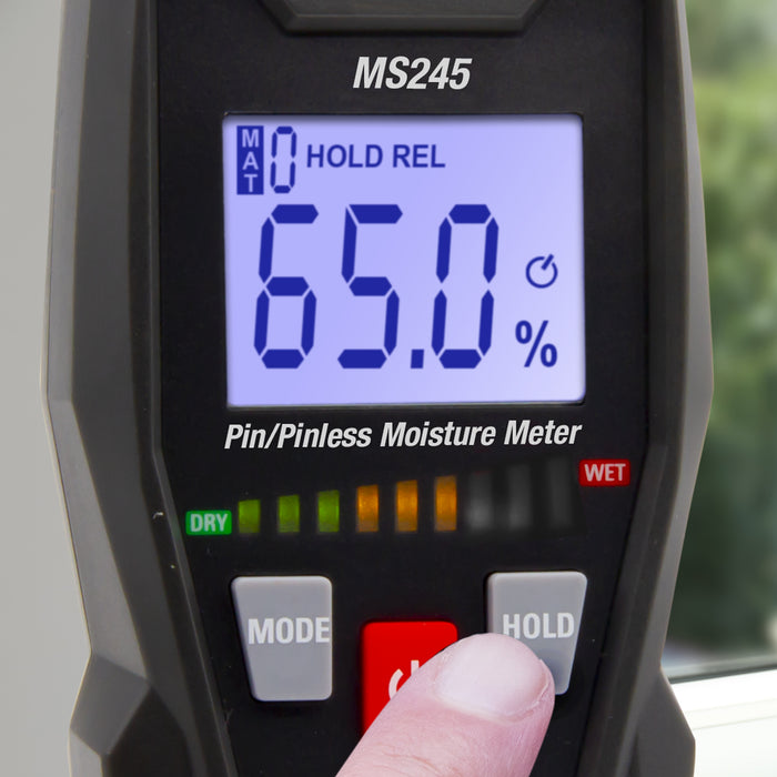 Pin/Pinless Moisture Meter with visual led moisture indicator- (MS245)