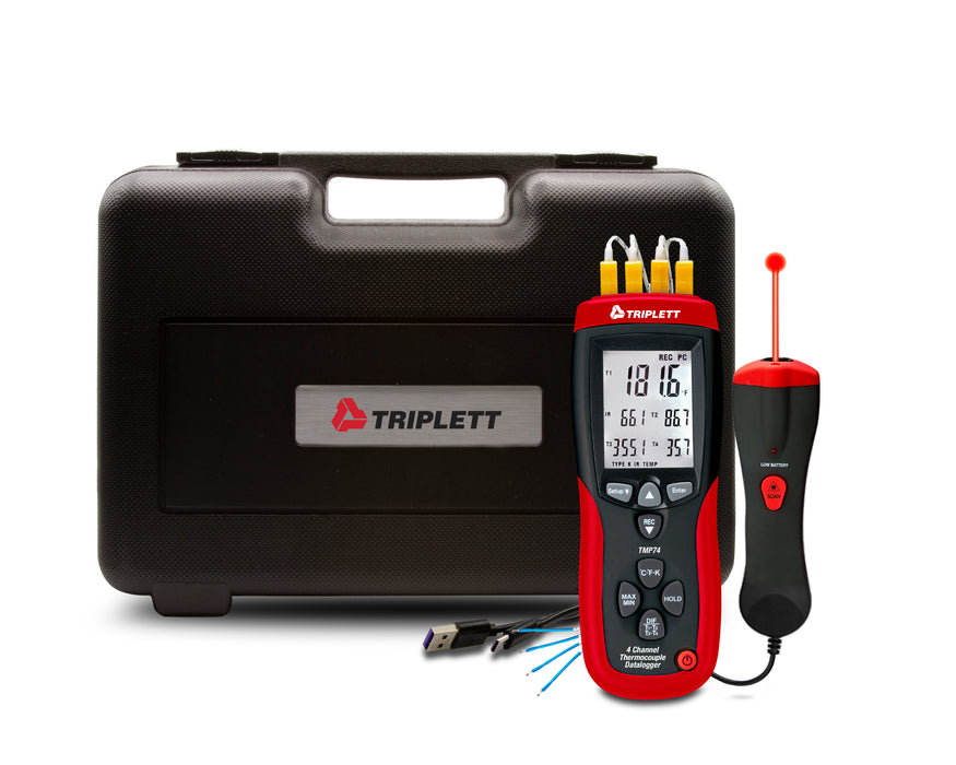 4 Channel Thermocouple Datalogger plus IR Thermometer - (TMP74)