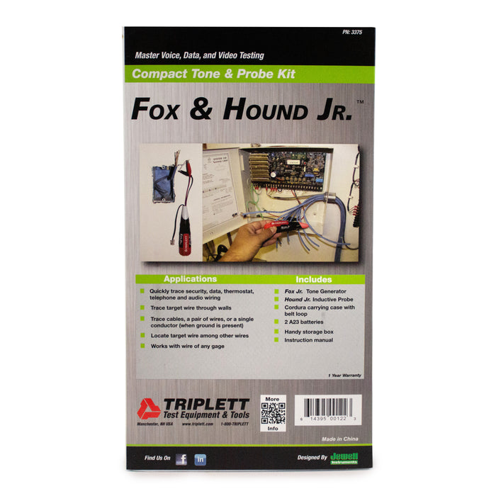 Triplett Fox & Hound Jr Compact Tone & Probe Kit 3375 Packageback