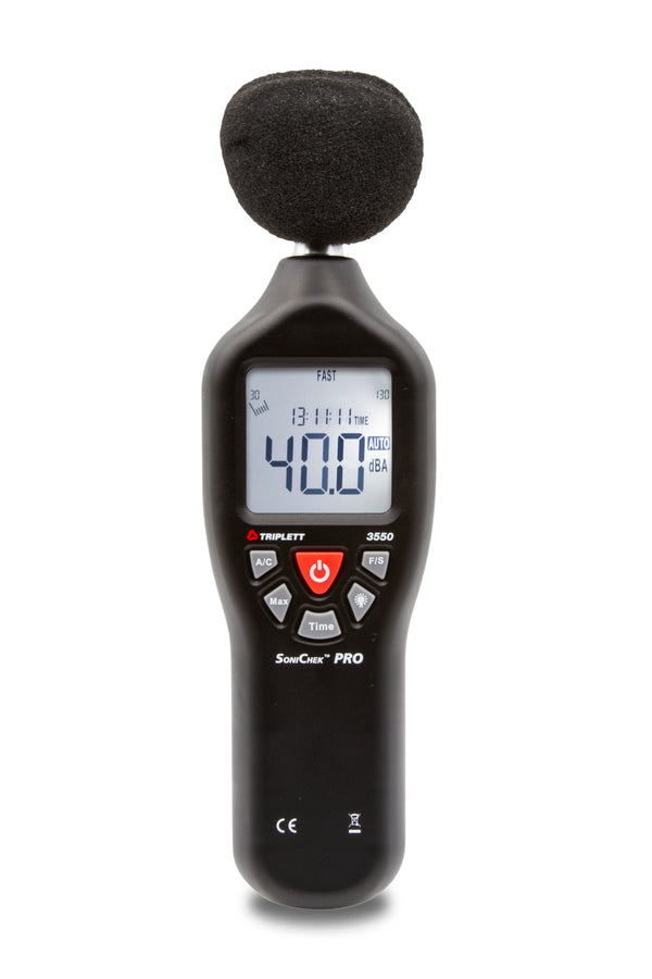 SoniChek™  Pro Professional Compact Sound Level Meter: Reads 30 to 130dBr, 31.5Hz to 8kHz Frequency Range  - (3550)