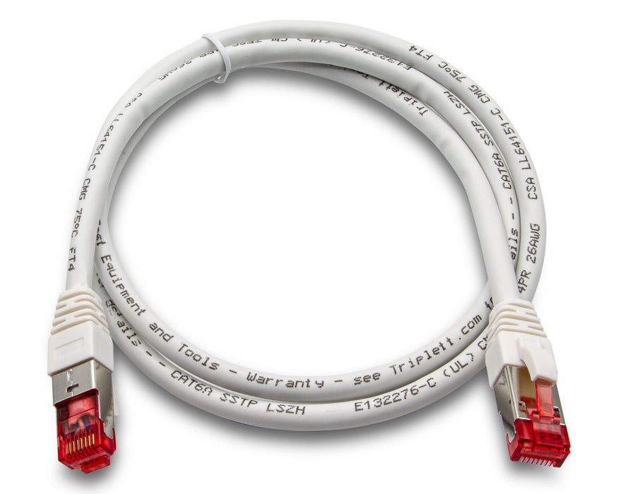 Triplett CAT6A 10GBPS Professional Grade, SSTP 26AWG Patch Cable 3WH