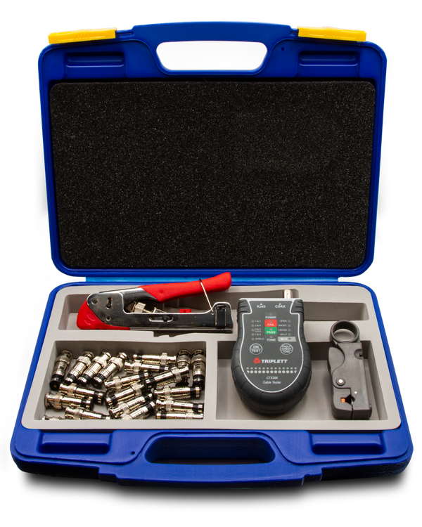 Universal Compression Tool Kit with Wire Cutter, Connectors and Cable Tester : Terminates BNC, RCA, and F Connectors  - (CS-TK00)