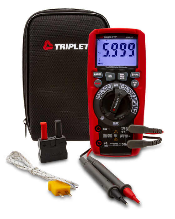 Triplett 6 IP67 Digital Multimeter with Lo Z - 61 Segment Analog Bargraph MM650 complete