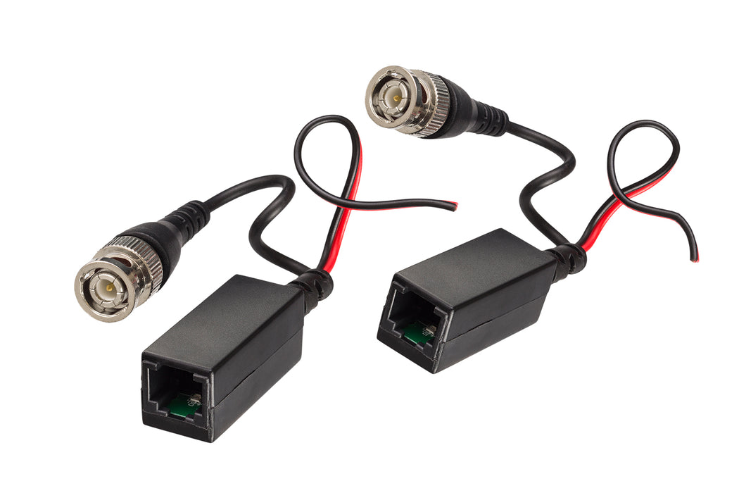 CCTV Balun, BNC Male with Power Lead, RJ45 Female, Pair BLN