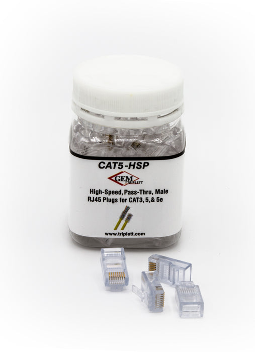 CAT5/6 Connector,  Male,  Jar of 100  - (CAT5-HSPJAR)