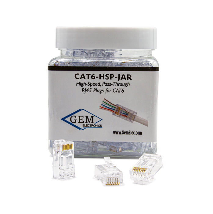 CAT5/6 Connector,  Male,  100 Pack - (CAT6-HSPJAR)