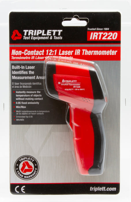 Triplett 12:1 Non- Contact Infrared Laser Thermometer IRT220 package