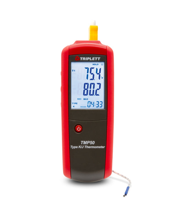 Single Input Type K/J Thermometer - Dual backlit display with °C, °F or °K temperature readout - (TMP50)